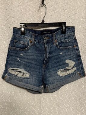 Aeropostale Distressed Mid-Blue Denim Shorts